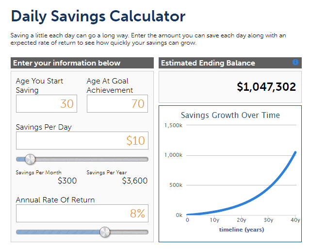 It only takes 10$ a day to become a millionaire